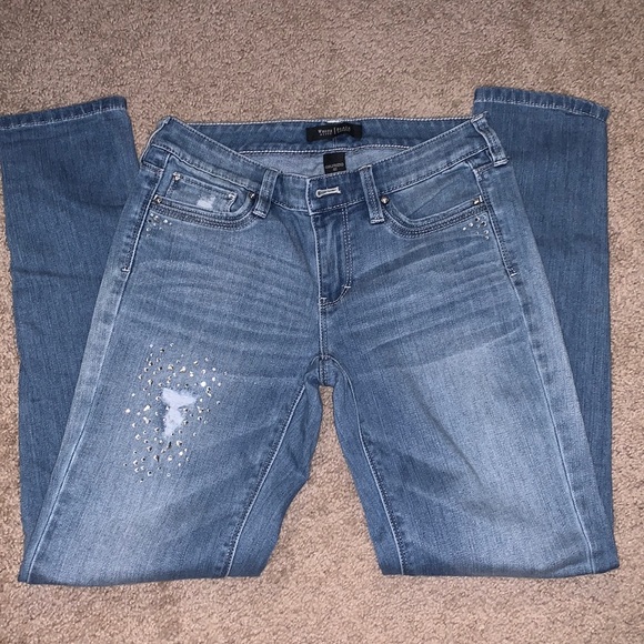 Light Wash Distressed‎ Embellished Girlfriend Jean Excellent Condition - Picture 3 of 9